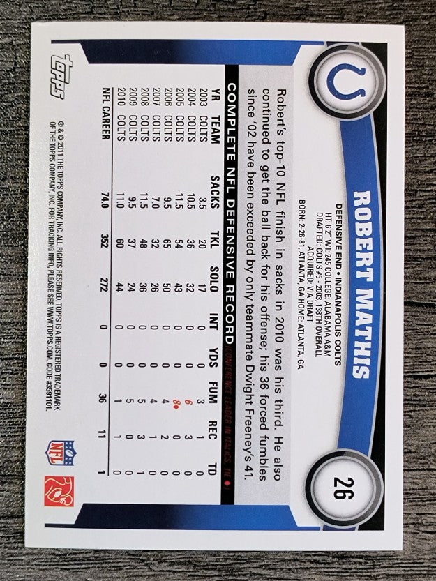 2011 Topps #26 Robert Mathis
