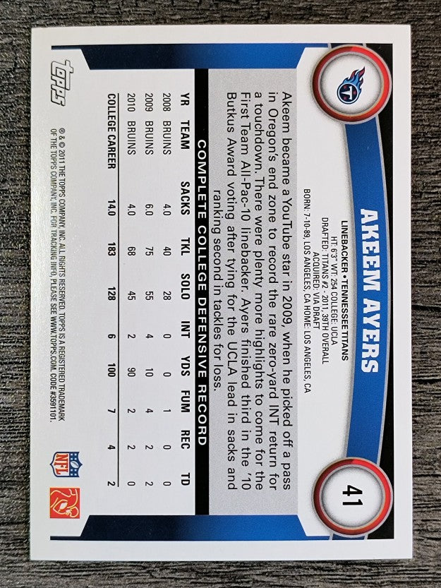2011 Topps #41 Akeem Ayers RC