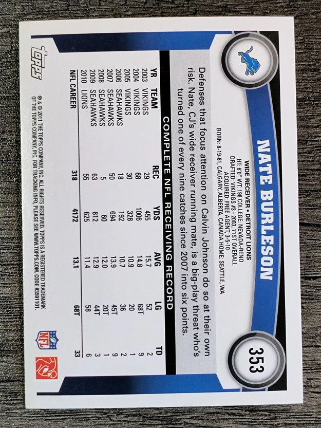 2011 Topps #353 Nate Burleson