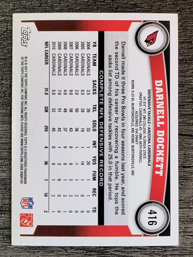 2011 Topps #416 Darnell Dockett