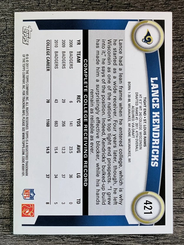 2011 Topps #421 Lance Kendricks RC