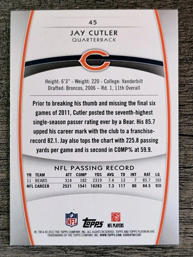2012 Topps Platinum #45 Jay Cutler