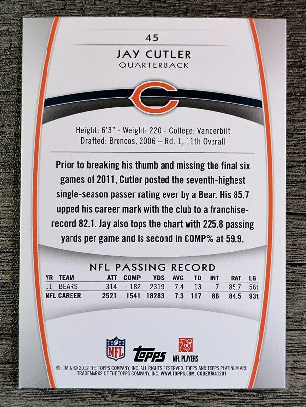 2012 Topps Platinum #45 Jay Cutler