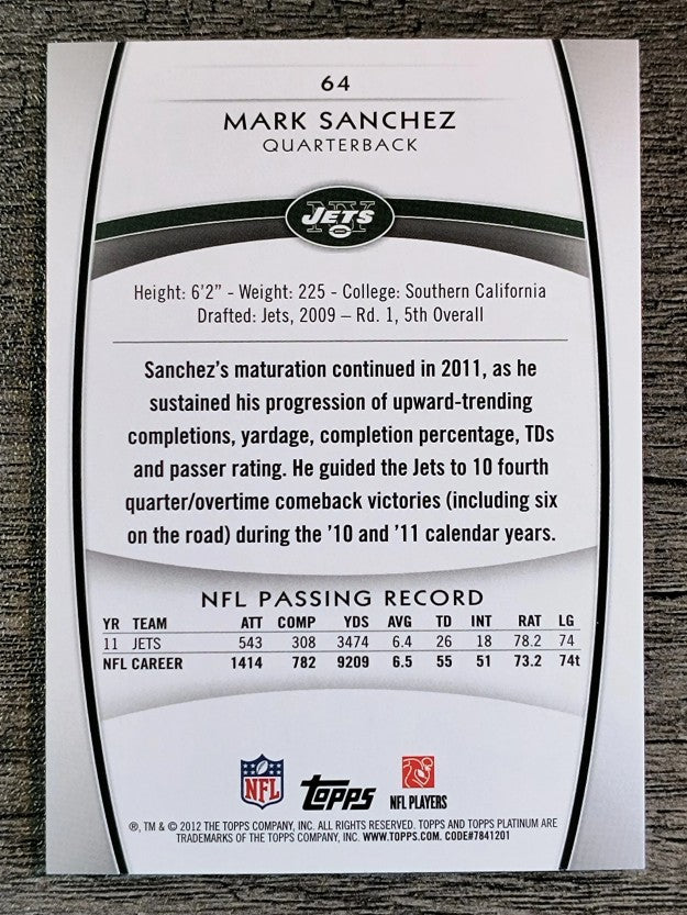 2012 Topps Platinum #64 Mark Sanchez