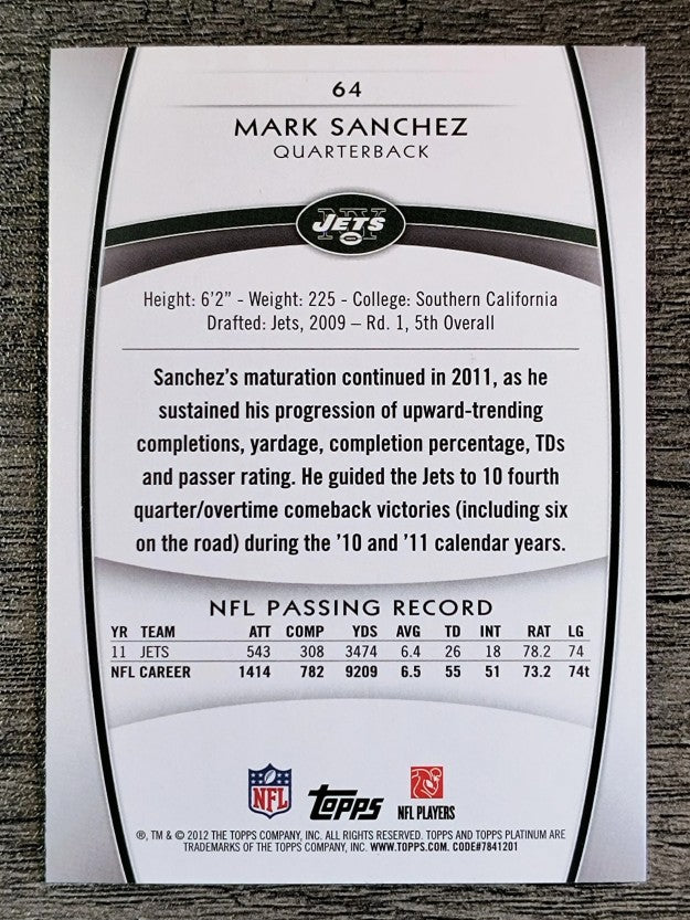 2012 Topps Platinum #64 Mark Sanchez