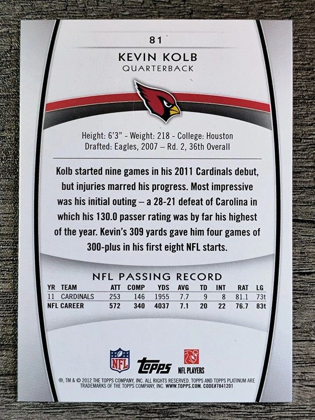 2012 Topps Platinum #81 Kevin Kolb