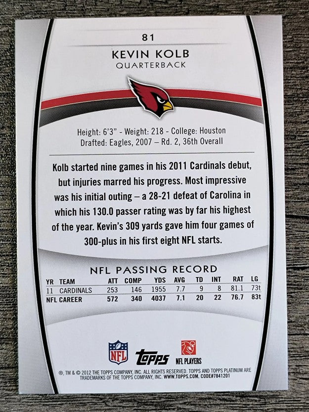 2012 Topps Platinum #81 Kevin Kolb