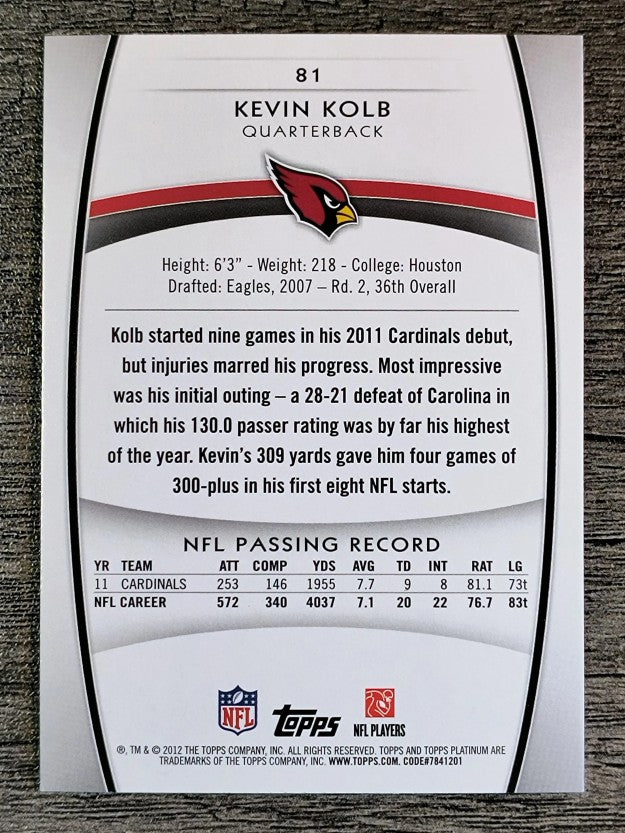 2012 Topps Platinum #81 Kevin Kolb