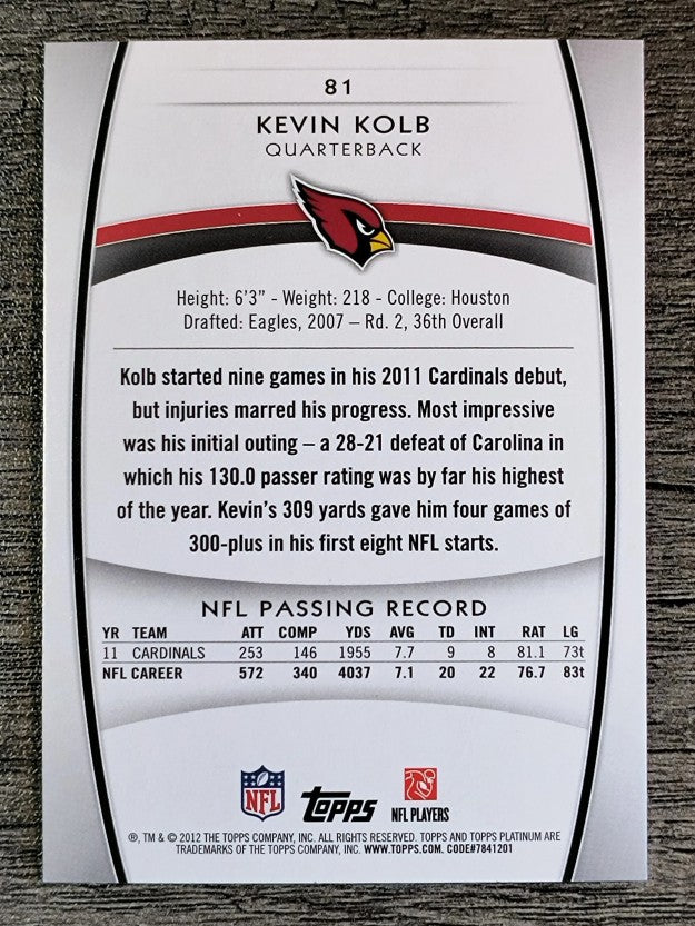 2012 Topps Platinum #81 Kevin Kolb