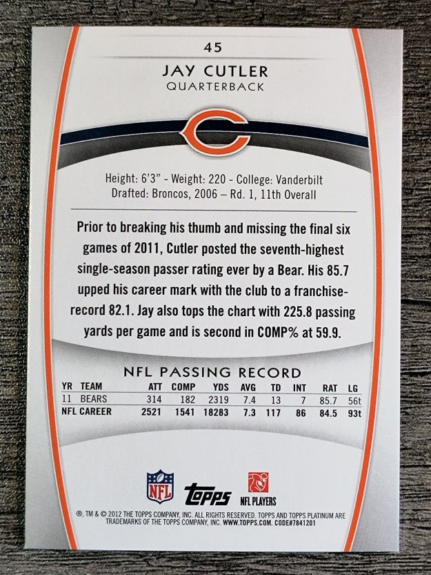 2012 Topps Platinum Red #45 Jay Cutler
