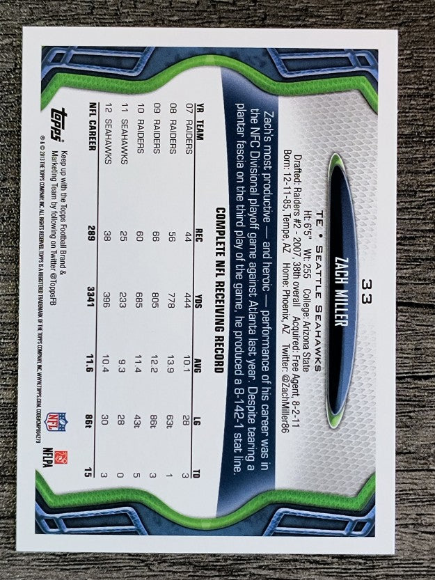 2013 Topps #33 Zach Miller