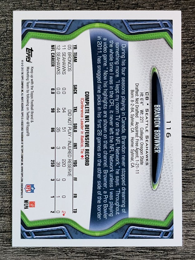 2013 Topps #116 Brandon Browner