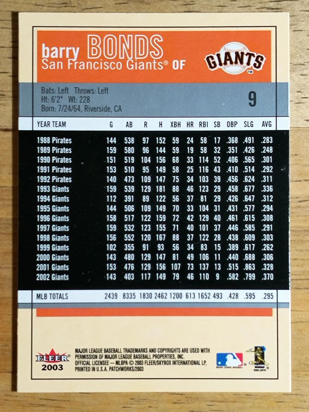 2003 Fleer Patchworks #9 Barry Bonds