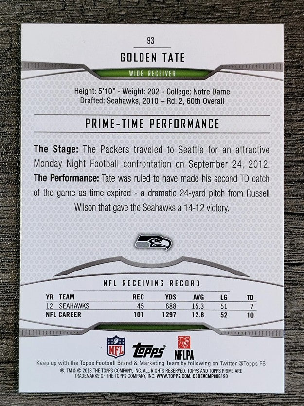 2013 Topps Prime #93 Golden Tate
