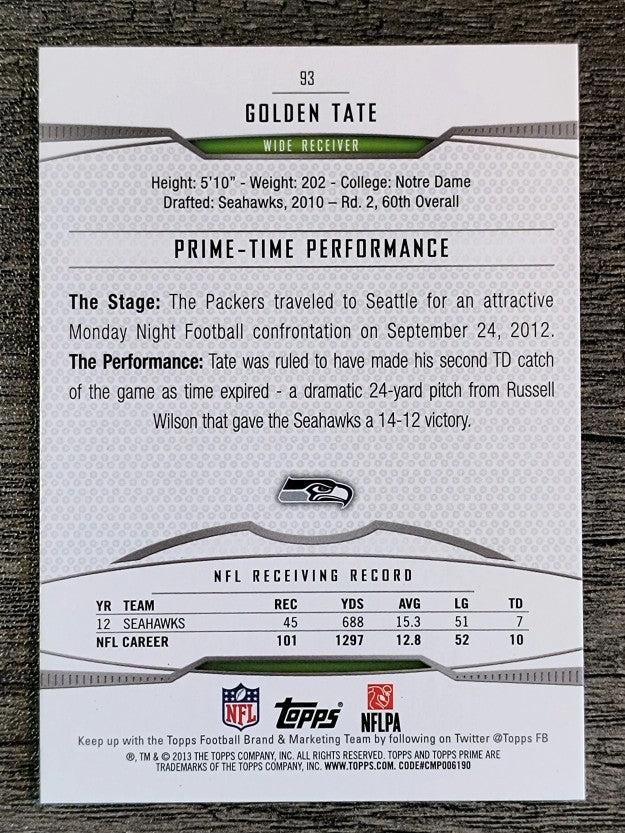 2013 Topps Prime #93 Golden Tate