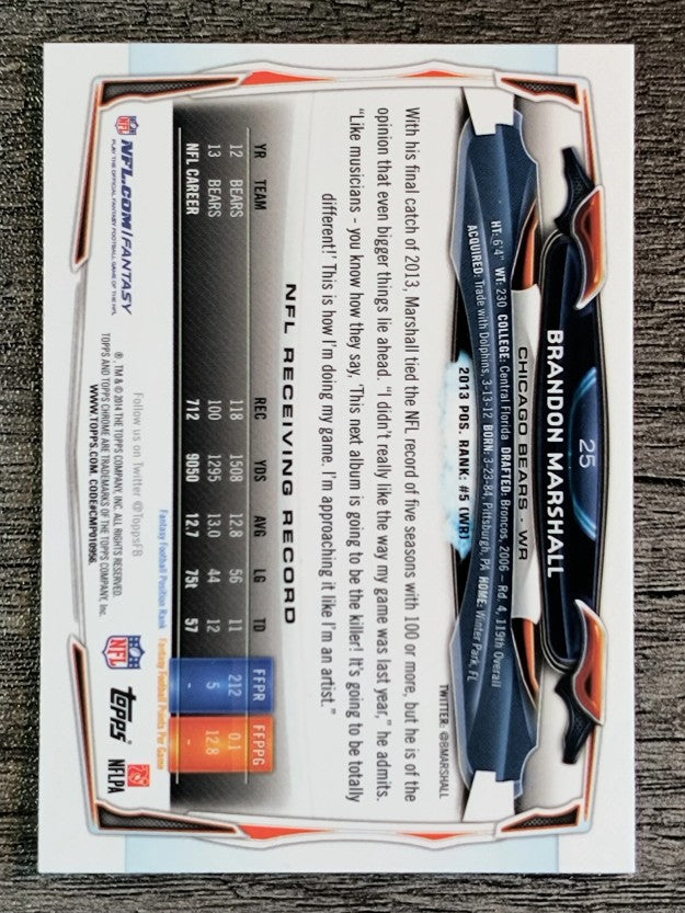 2014 Topps Chrome #25 Brandon Marshall