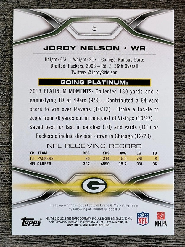 2014 Topps Platinum #5 Jordy Nelson