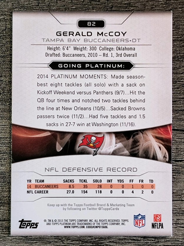 2015 Topps Platinum #82 Gerald McCoy