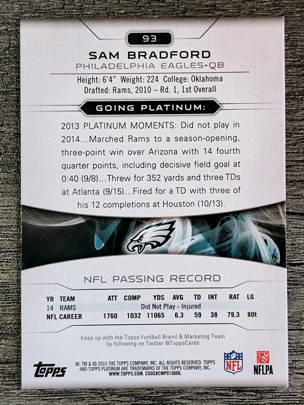 2015 Topps Platinum #93 Sam Bradford