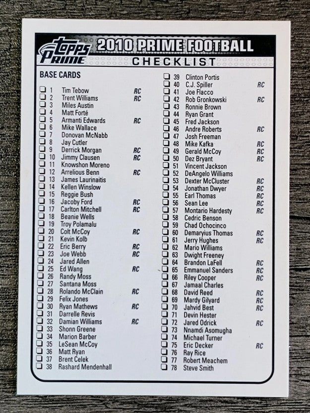 2010 Topps Prime Checklists #NNO 1-150