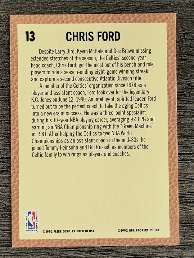 1992-93 Fleer #13 Chris Ford CO