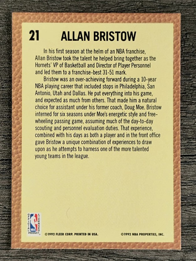 1992-93 Fleer #21 Allan Bristow CO