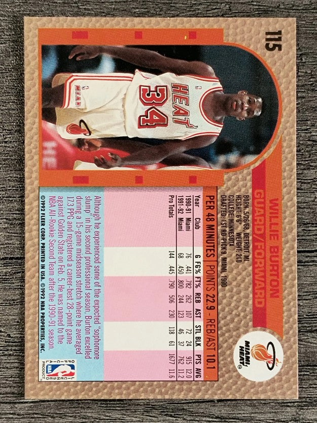 1992-93 Fleer #115 Willie Burton