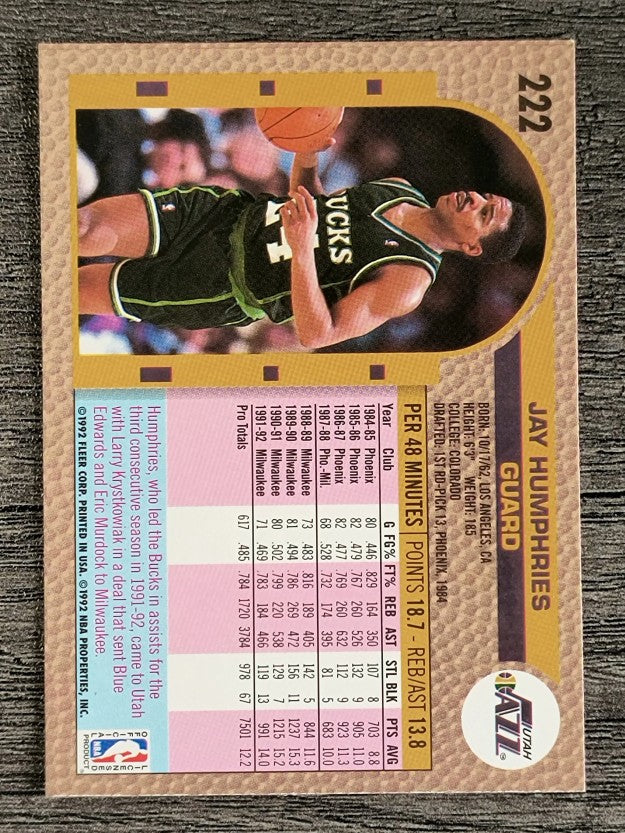 1992-93 Fleer #222 Jay Humphries