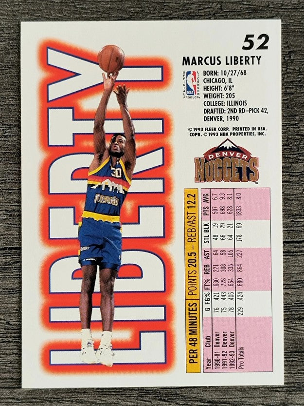1993-94 Fleer #52 Marcus Liberty