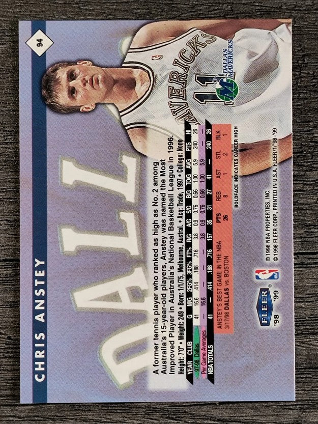 1998-99 Fleer Tradition #94 Chris Anstey
