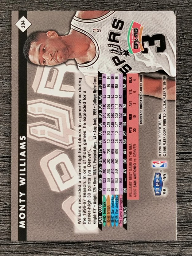 1998-99 Fleer Tradition #104 Monty Williams
