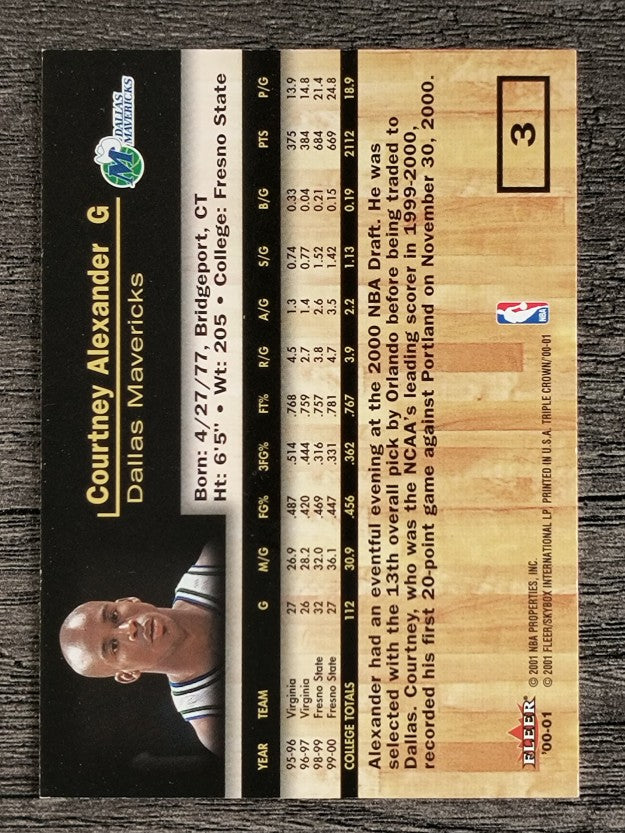 2000-01 Fleer Triple Crown #3 Courtney Alexander RC
