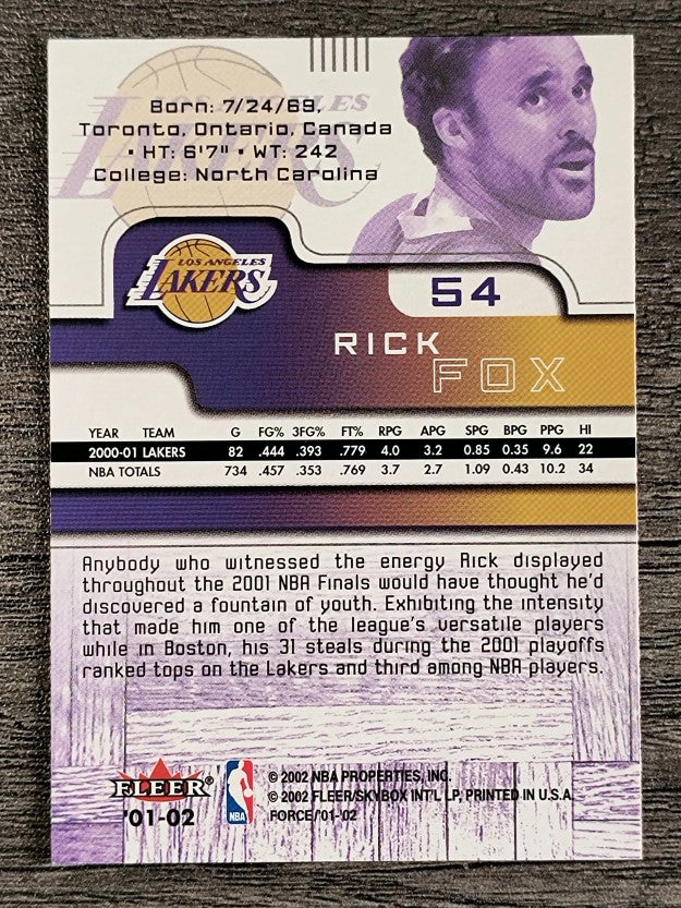 2001-02 Fleer Force #54 Rick Fox
