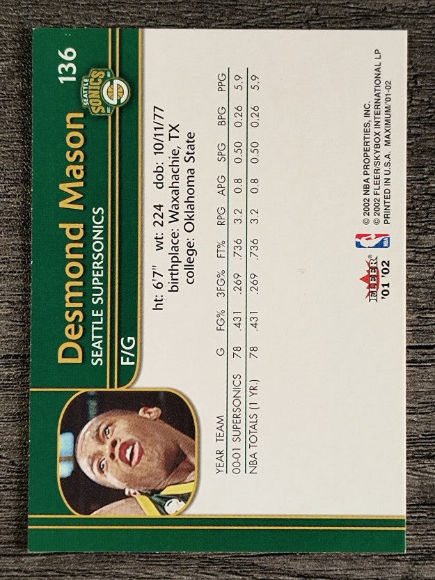2001-02 Fleer Maximum #136 Desmond Mason