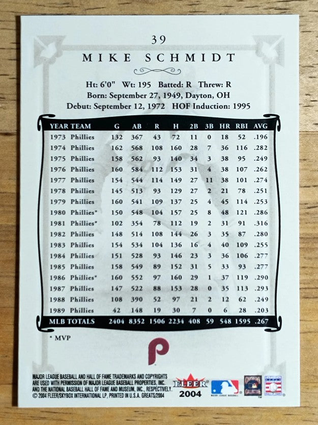 2004 Greats of the Game #39 Mike Schmidt