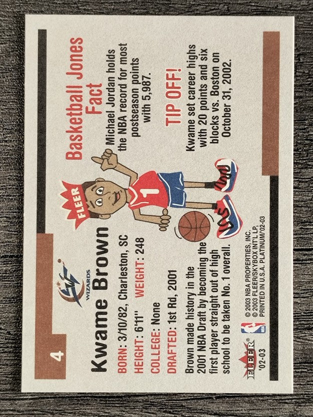 2002-03 Fleer Platinum #4 Kwame Brown