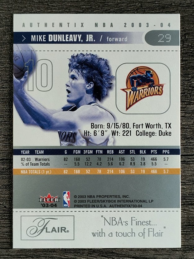 2003-04 Fleer Authentix #29 Mike Dunleavy