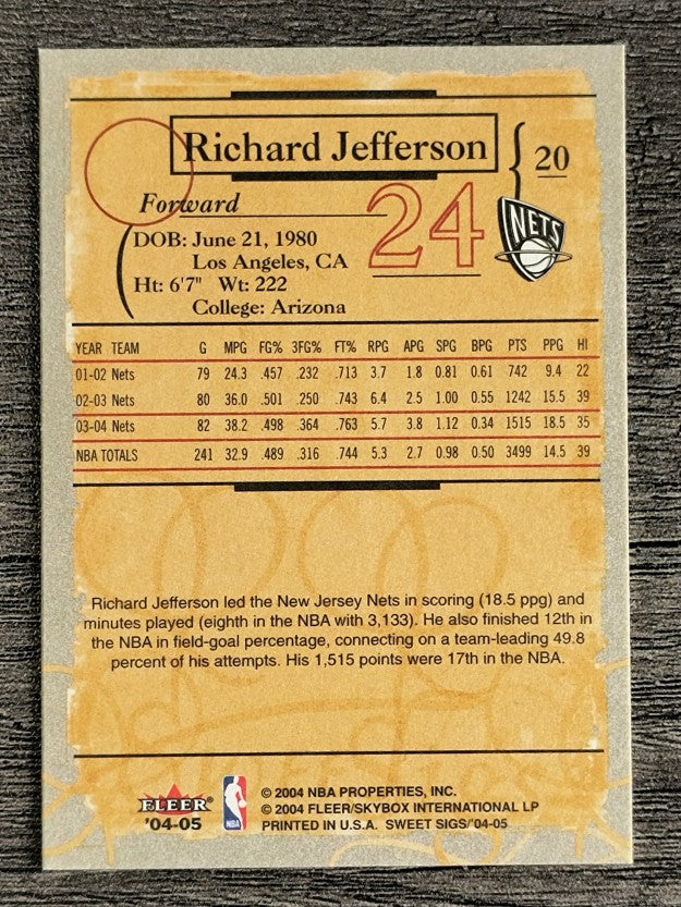 2004-05 Fleer Sweet Sigs #20 Richard Jefferson