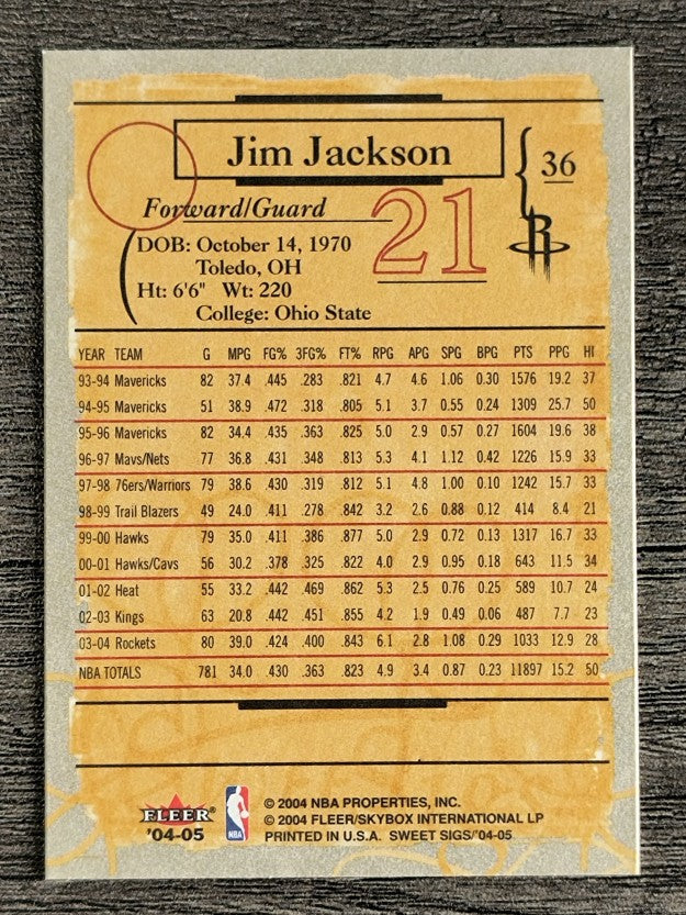 2004-05 Fleer Sweet Sigs #36 Jim Jackson