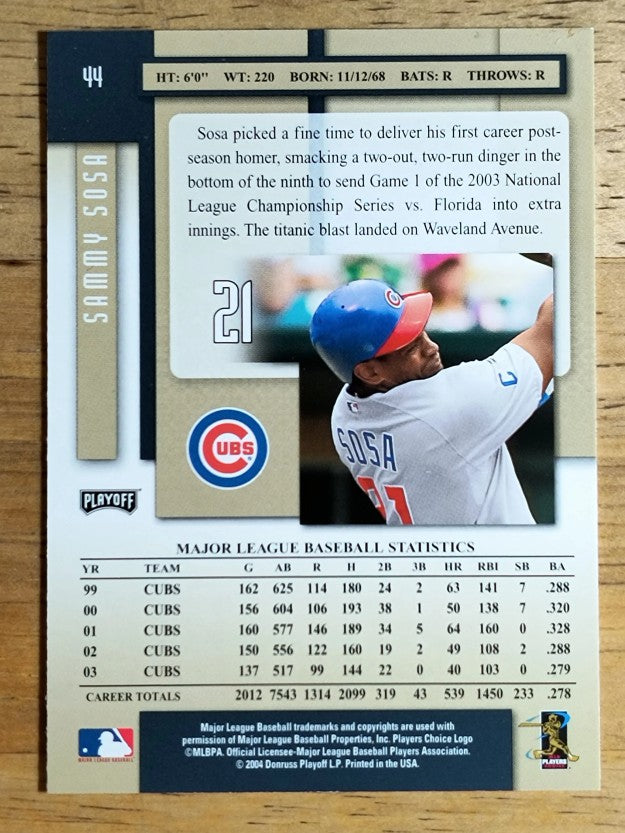 2004 Playoff Prestige #44 Sammy Sosa