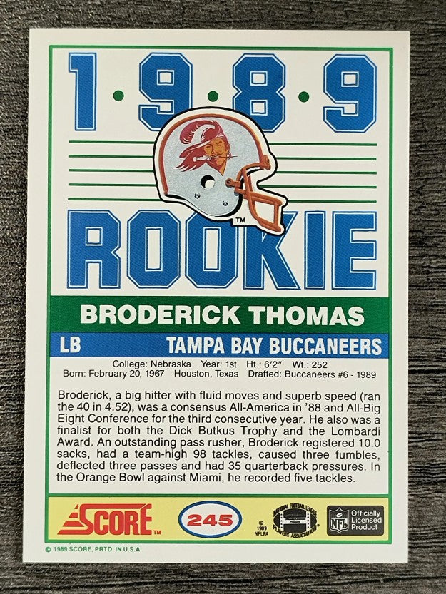 1989 Score #245 Broderick Thomas RC
