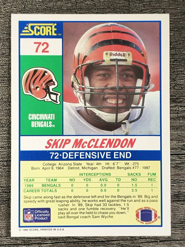 1990 Score #72 Skip McClendon RC