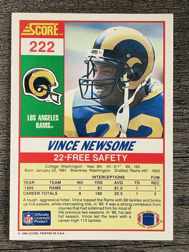 1990 Score #222 Vince Newsome RC