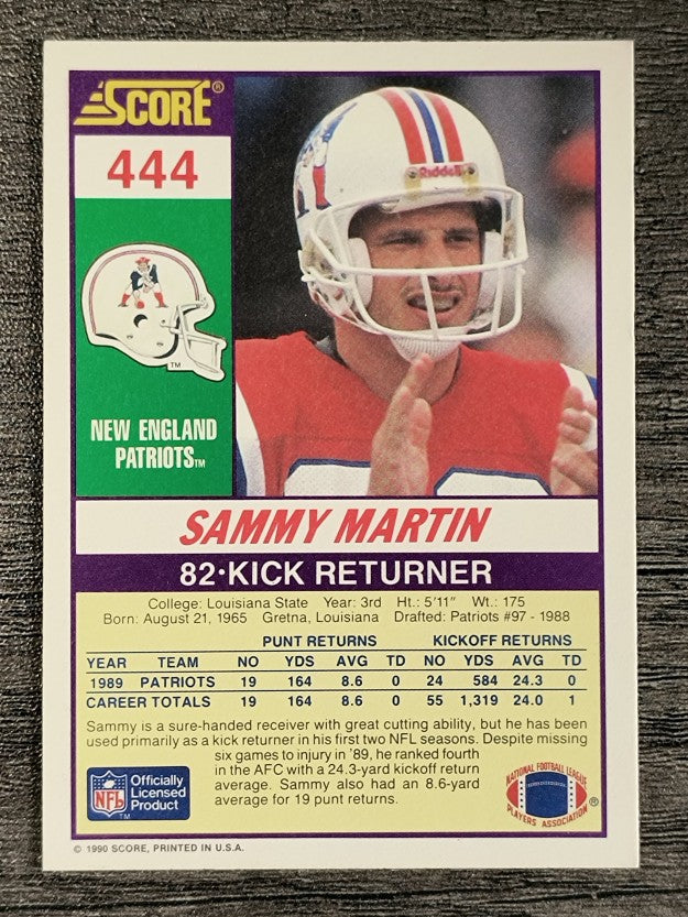 1990 Score #444 Sammy Martin