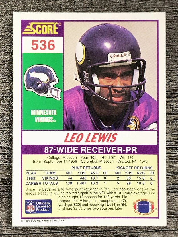1990 Score #536 Leo Lewis