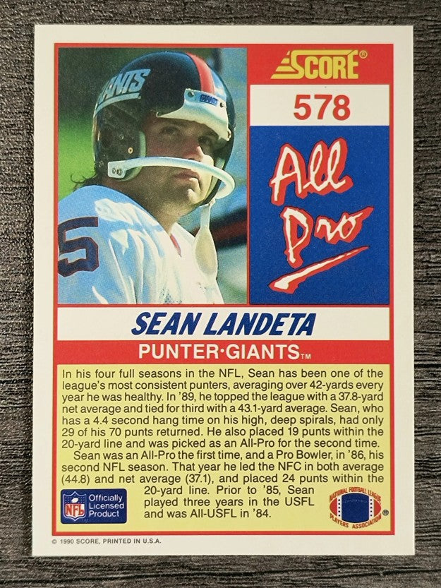 1990 Score #578 Sean Landeta AP