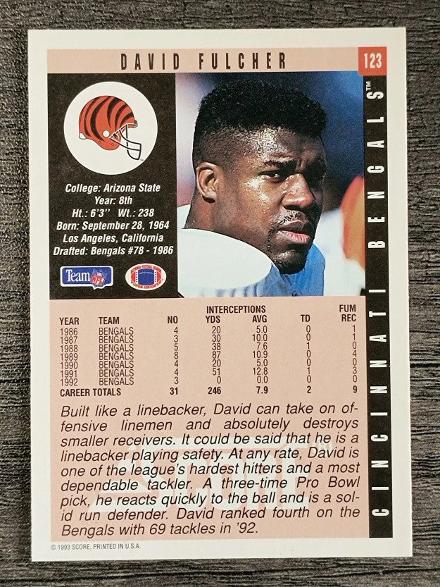 1993 Score #123 David Fulcher