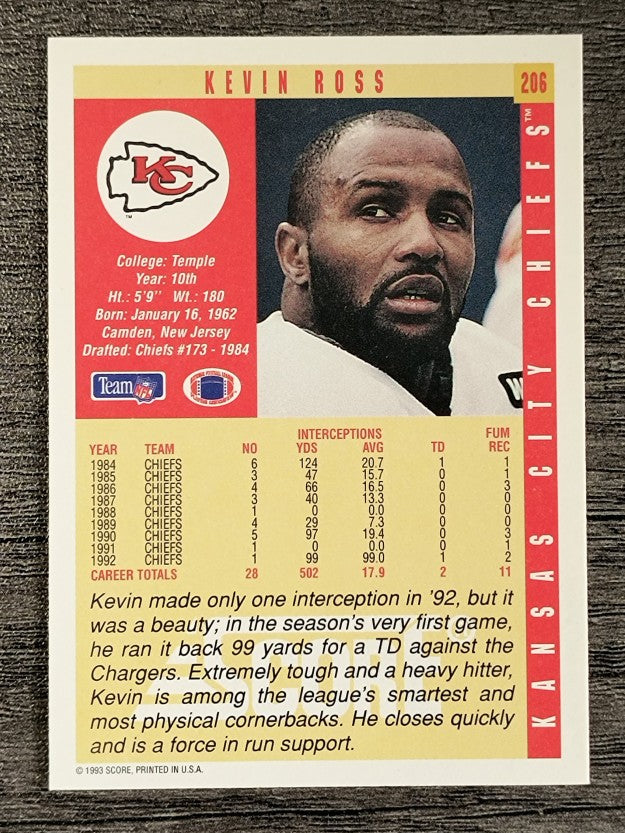 1993 Score #206 Kevin Ross