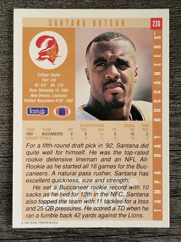 1993 Score #236 Santana Dotson