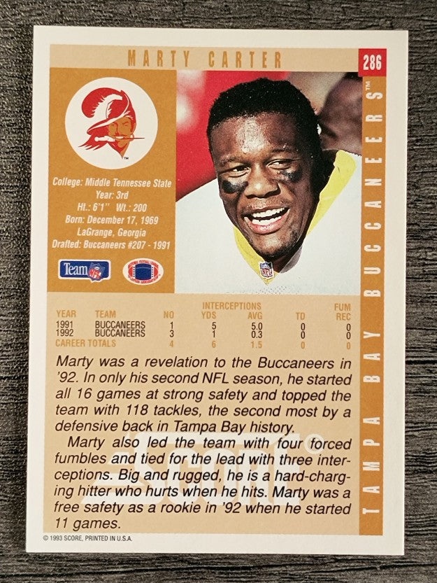 1993 Score #286 Marty Carter